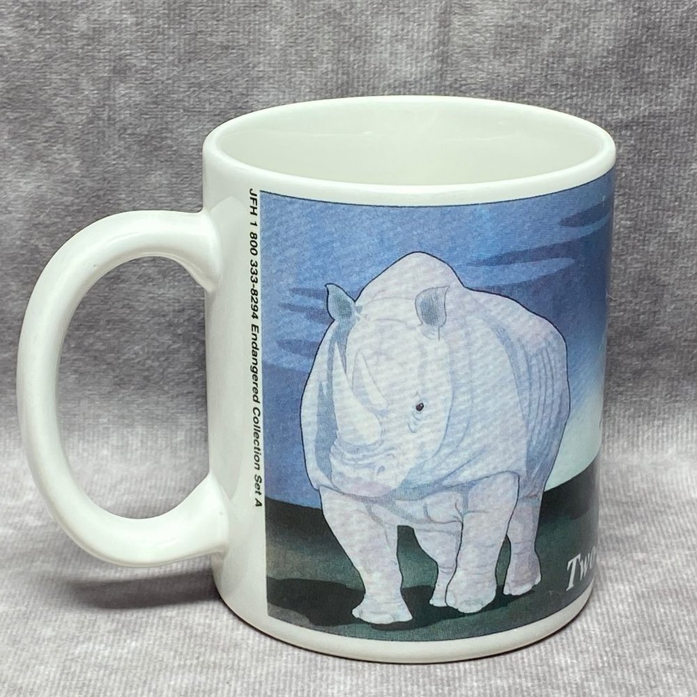Two Horned Rhinoceros Endangered Collection Coffee Mug Rhino Animal Tea Cup 12oz